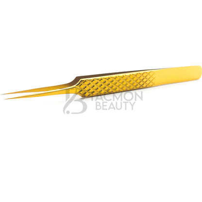 Gold Titanium Plasma Coated Eyelash Tweezer TBG-01