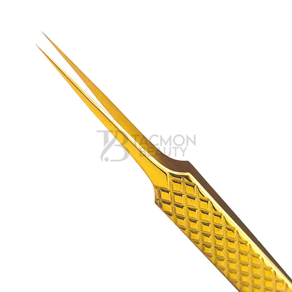 Gold Titanium Plasma Coated Eyelash Tweezer TBG-01