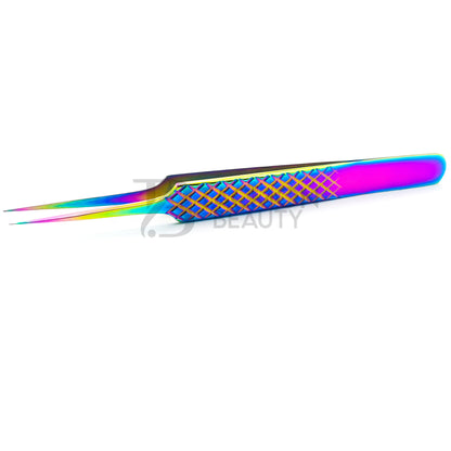 Multi/Rainbow Titanium Plasma Coated Eyelash Tweezer TB-MR-02