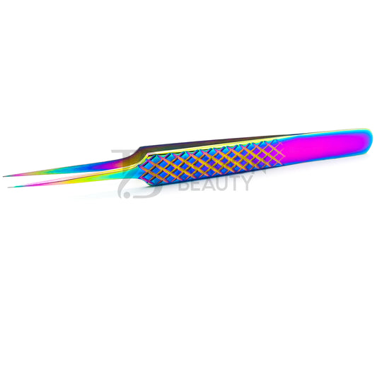 Multi/Rainbow Titanium Plasma Coated Eyelash Tweezer TB-MR-02