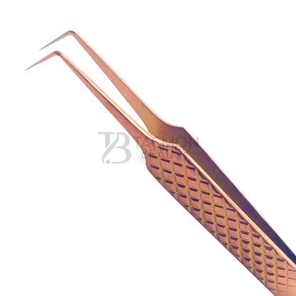 Rose Gold Titanium Plasma Coated Eyelash Tweezer TB-RG-02