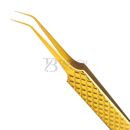 Gold Titanium Plasma Coated Eyelash Tweezer TBG-02