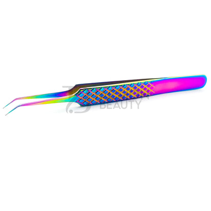 Multi/Rainbow Titanium Plasma Coated Eyelash Tweezer TB-MR-03