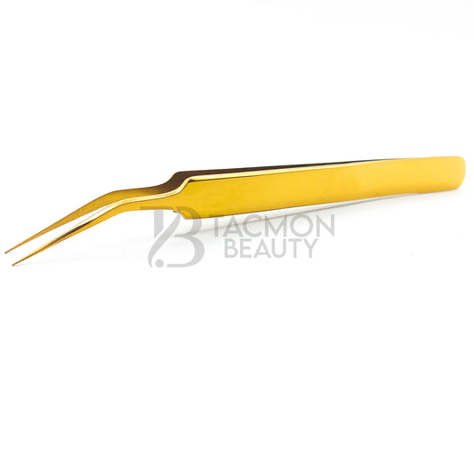 Gold Titanium Plasma Coated Eyelash Tweezer TBG-05