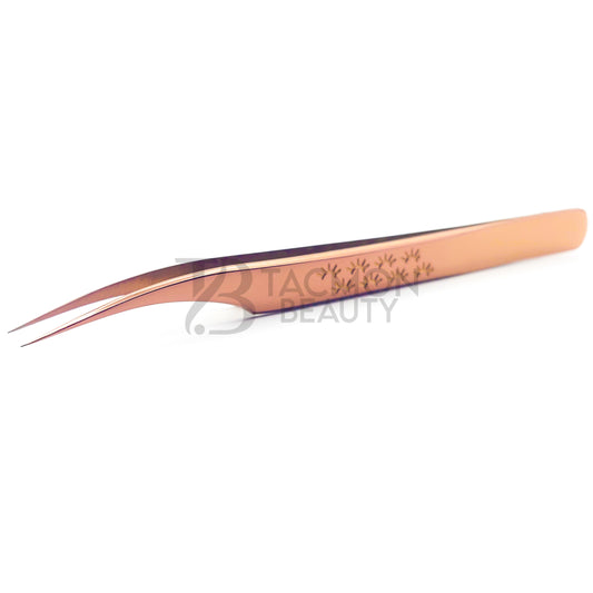 Rose Gold Titanium Plasma Coated Eyelash Tweezer TB-RG-08