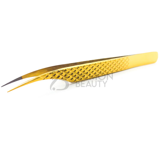 Gold Titanium Plasma Coated Eyelash Tweezer TBG-09