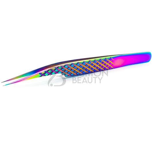 Multi/Rainbow Titanium Plasma Coated Eyelash Tweezer TB-MR-10