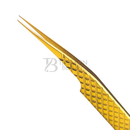 Gold Titanium Plasma Coated Eyelash Tweezer TBG-10