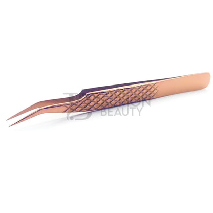 Rose Gold Titanium Plasma Coated Eyelash Tweezer TB-RG-12