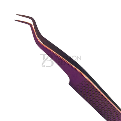 Purple Titanium Plasma Coated Eyelash Tweezer TBP-12