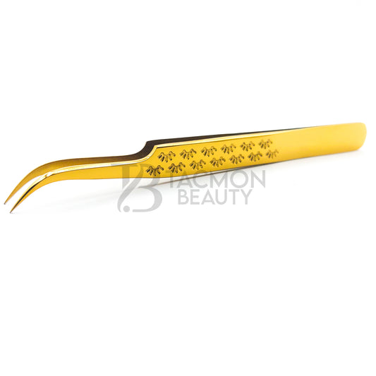 Gold Titanium Plasma Coated Eyelash Tweezer TBG-14