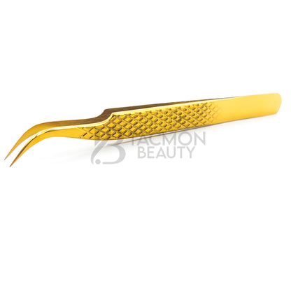 Gold Titanium Plasma Coated Eyelash Tweezer TBG-15