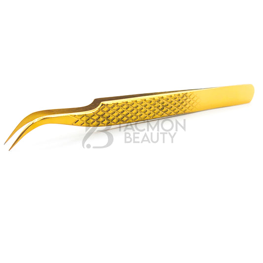 Gold Titanium Plasma Coated Eyelash Tweezer TBG-15