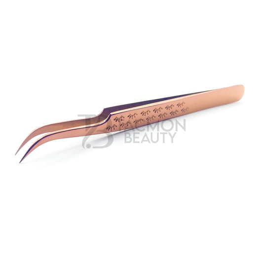 Rose Gold Titanium Plasma Coated Eyelash Tweezer TB-RG-15