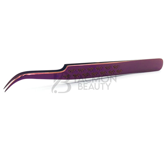 Purple Titanium Plasma Coated Eyelash Tweezer TBP-16