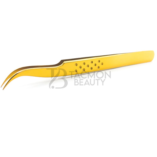 Gold Titanium Plasma Coated Eyelash Tweezer TBG-16