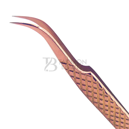 Rose Gold Titanium Plasma Coated Eyelash Tweezer TB-RG-16