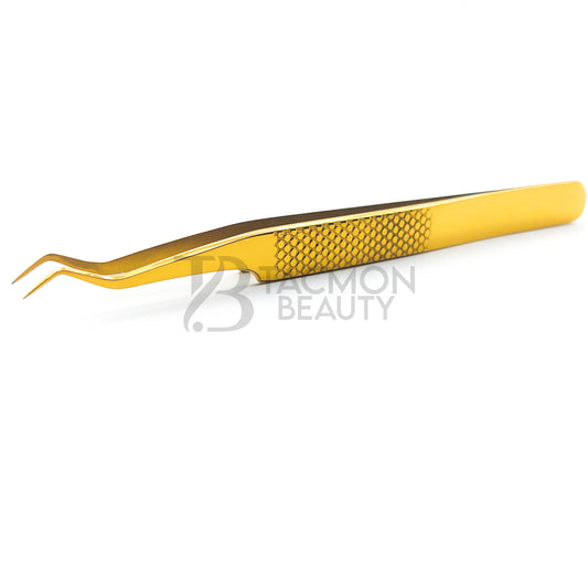 Gold Titanium Plasma Coated Eyelash Tweezer TBG-17