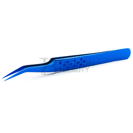 Blue Titanium Plasma Coated Eyelash Tweezer TB-Bl-17