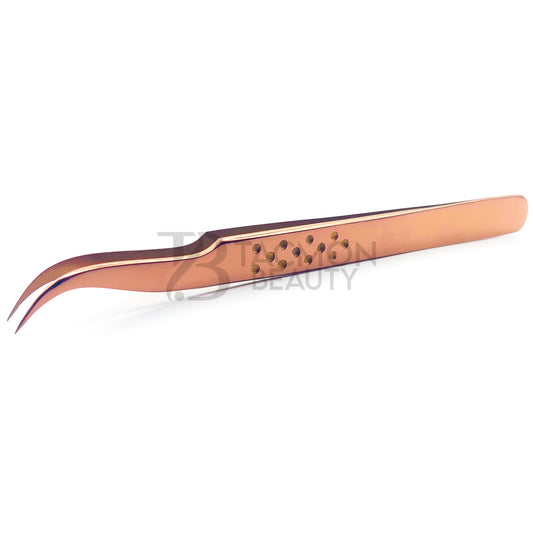 Rose Gold Titanium Plasma Coated Eyelash Tweezer TB-RG-18