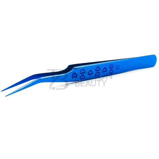 Blue Titanium Plasma Coated Eyelash Tweezer TB-Bl-18