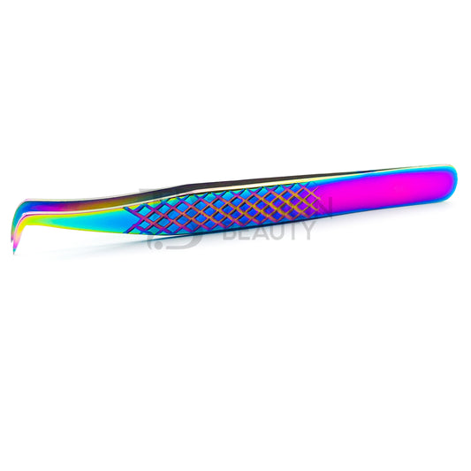 Multi/Rainbow Titanium Plasma Coated Eyelash Tweezer TB-MR-18