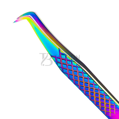 Multi/Rainbow Titanium Plasma Coated Eyelash Tweezer TB-MR-18