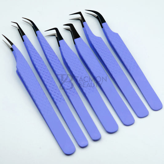 Light Purple Fiber Tip Collection One - 7 Tweezers Set