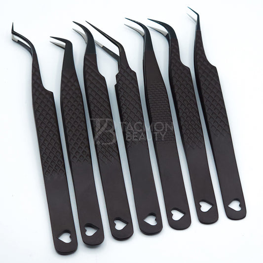 Chocolate Brown Fiber Tip Collection Two - 7 Tweezers Set