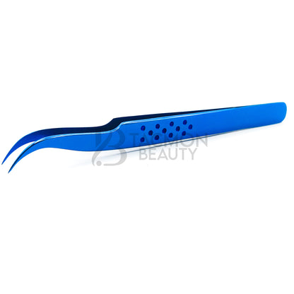 Blue Titanium Plasma Coated Eyelash Tweezer TB-Bl-21