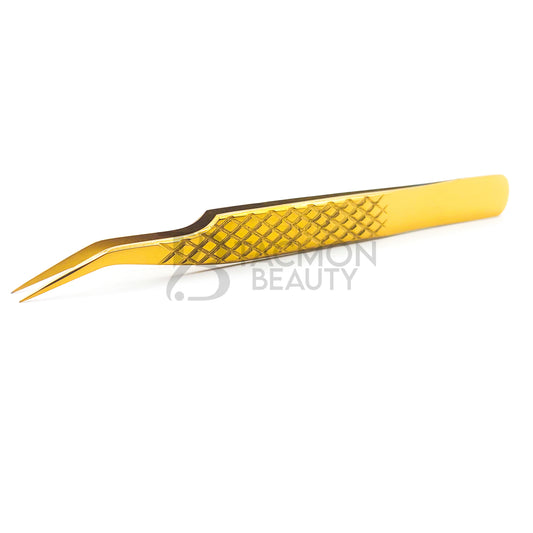 Gold Titanium Plasma Coated Eyelash Tweezer TBG-21