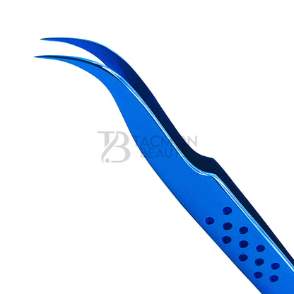 Blue Titanium Plasma Coated Eyelash Tweezer TB-Bl-21