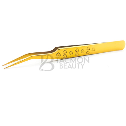 Gold Titanium Plasma Coated Eyelash Tweezer TBG-22