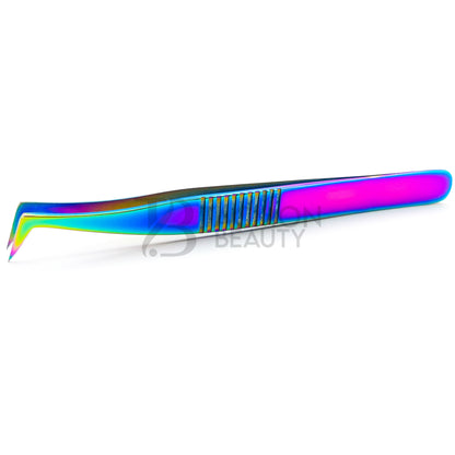 Multi/Rainbow Titanium Plasma Coated Eyelash Tweezer TB-MR-23