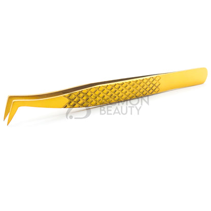 Gold Titanium Plasma Coated Eyelash Tweezer TBG-23