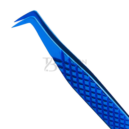 Blue Titanium Plasma Coated Eyelash Tweezer TB-Bl-23