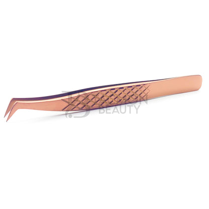 Rose Gold Titanium Plasma Coated Eyelash Tweezer TB-RG-24