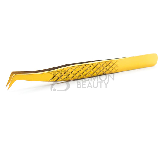 Gold Titanium Plasma Coated Eyelash Tweezer TBG-24