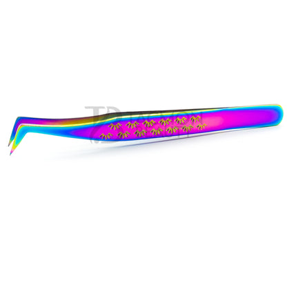 Multi/Rainbow Titanium Plasma Coated Eyelash Tweezer TB-MR-24