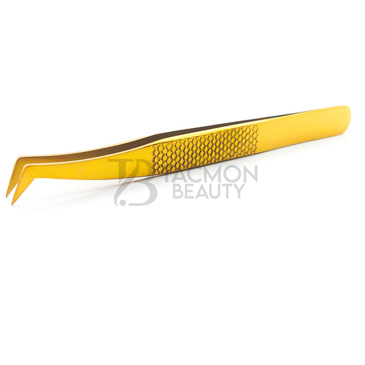 Gold Titanium Plasma Coated Eyelash Tweezer TBG-25