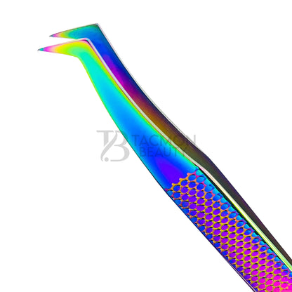 Multi/Rainbow Titanium Plasma Coated Eyelash Tweezer TB-MR-25