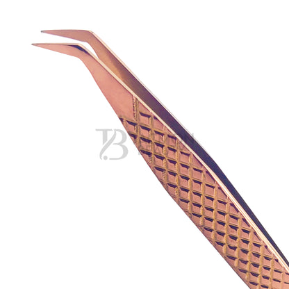 Rose Gold Titanium Plasma Coated Eyelash Tweezer TB-RG-26