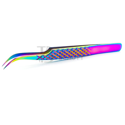 Multi/Rainbow Titanium Plasma Coated Eyelash Tweezer TB-MR-27