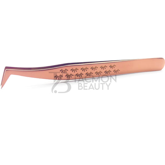 Rose Gold Titanium Plasma Coated Eyelash Tweezer TB-RG-27