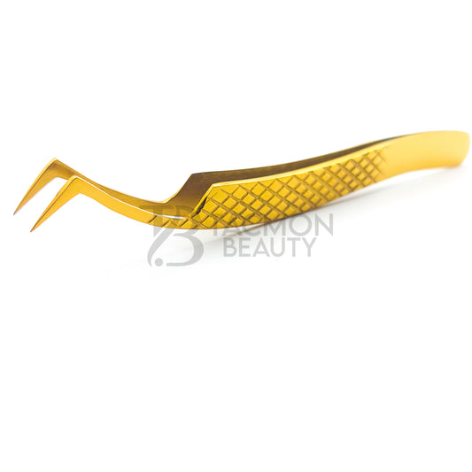 Gold Titanium Plasma Coated Eyelash Tweezer TBG-27