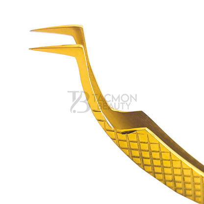 Gold Titanium Plasma Coated Eyelash Tweezer TBG-27