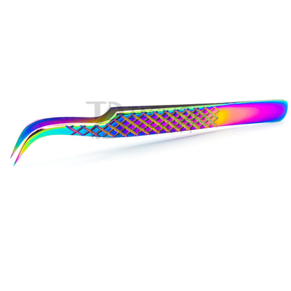 Multi/Rainbow Titanium Plasma Coated Eyelash Tweezer TB-MR-28