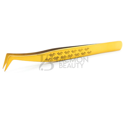 Gold Titanium Plasma Coated Eyelash Tweezer TBG-28