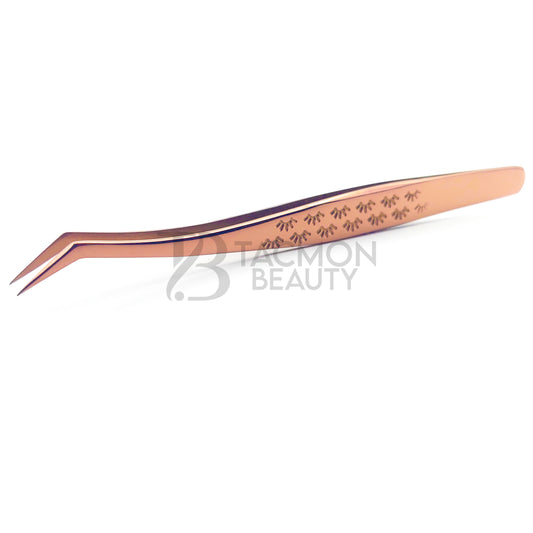 Rose Gold Titanium Plasma Coated Eyelash Tweezer TB-RG-28