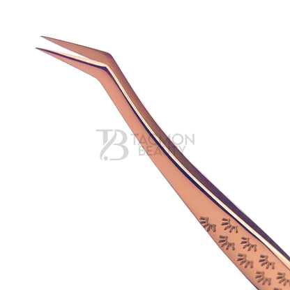 Rose Gold Titanium Plasma Coated Eyelash Tweezer TB-RG-28